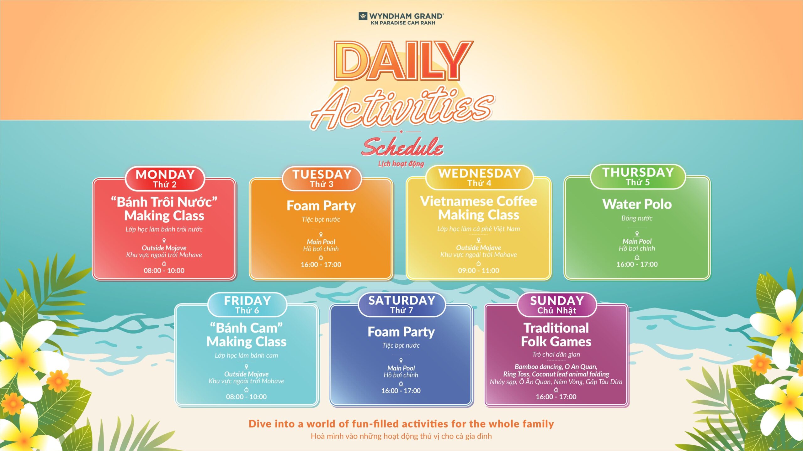 Wyndham Grand KN Paradise Cam, Entertainment Activties, daili activities, hoạt động giải trí, hoạt động hằng ngày